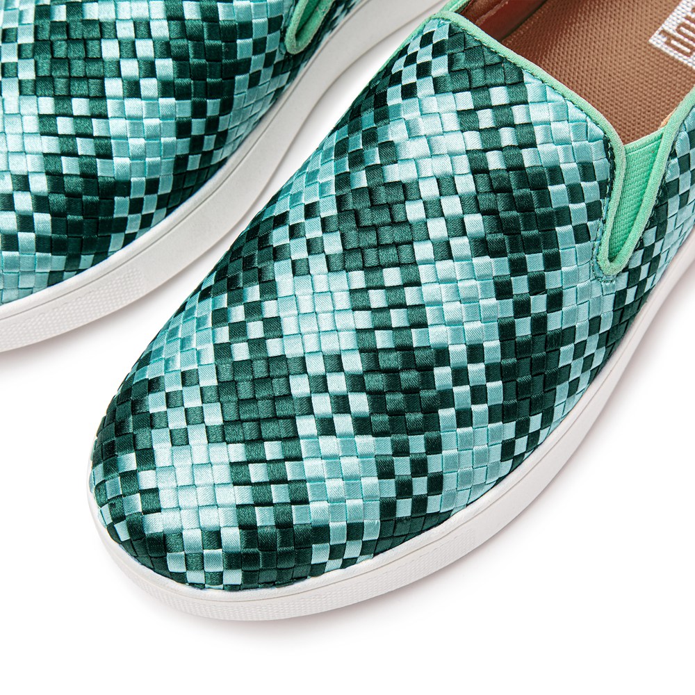 Fitflop Womens Slip-on - Rally Silky-weave Sneakers - Mint Green - 821-RCFUIN